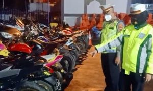 Puluhan Motor Ber-knalpot Brong Kena Razia Polisi Brebes